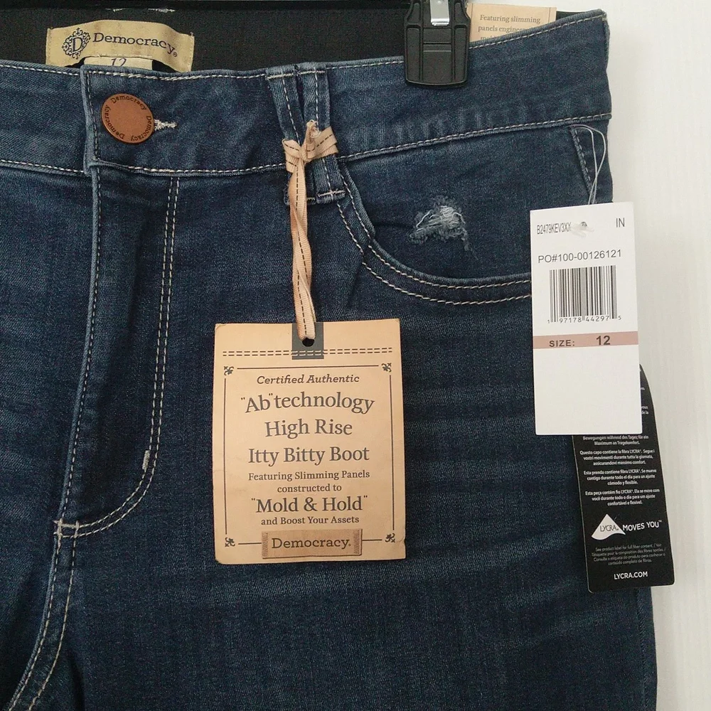 Nwt Democracy Women's Itty Bitty Boot cut Flare Absolution Denim Jeans Sz 12 - Picture 4 of 11